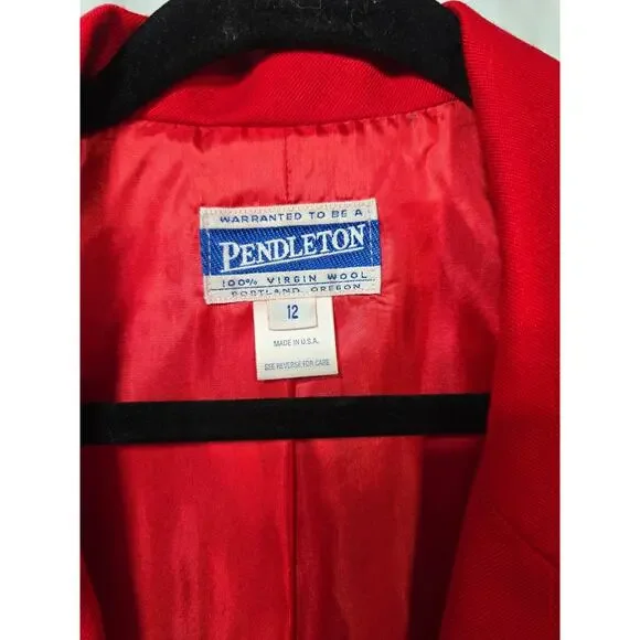 VINTAGE PENDLETON Womens Skirt Suit - Jacket Size 12, Skirt Size 10 Red Wool